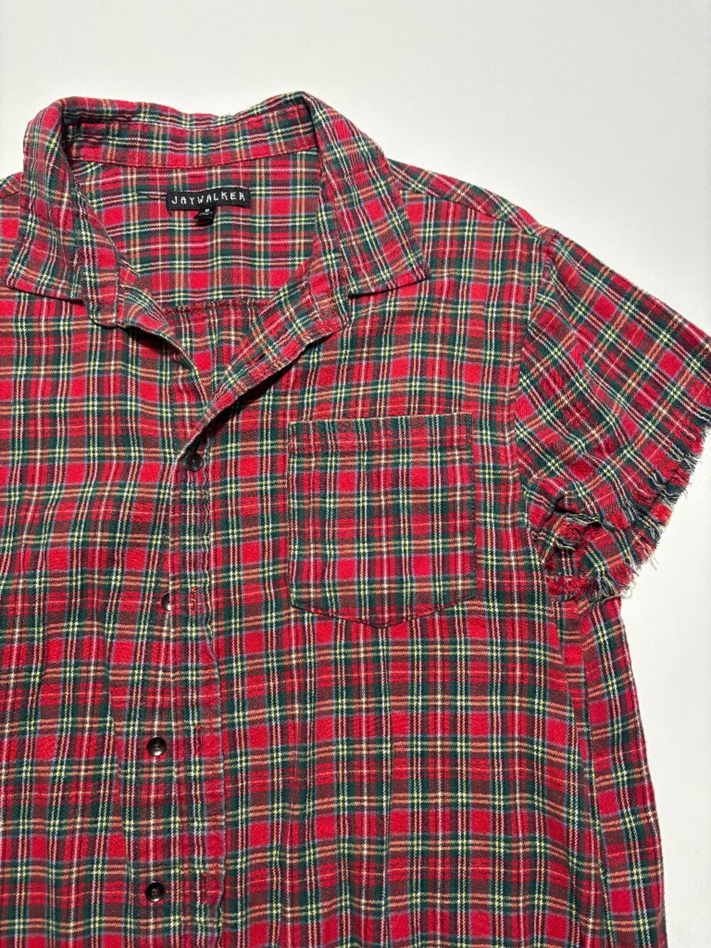 Jaywalker Red Green & Yellow Tartan Cotton Mini Flannel Shirt Dress
